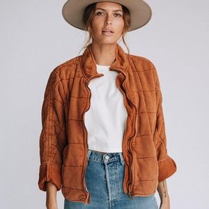 Free People Dolman Quilted Knit Jacket Myrrh